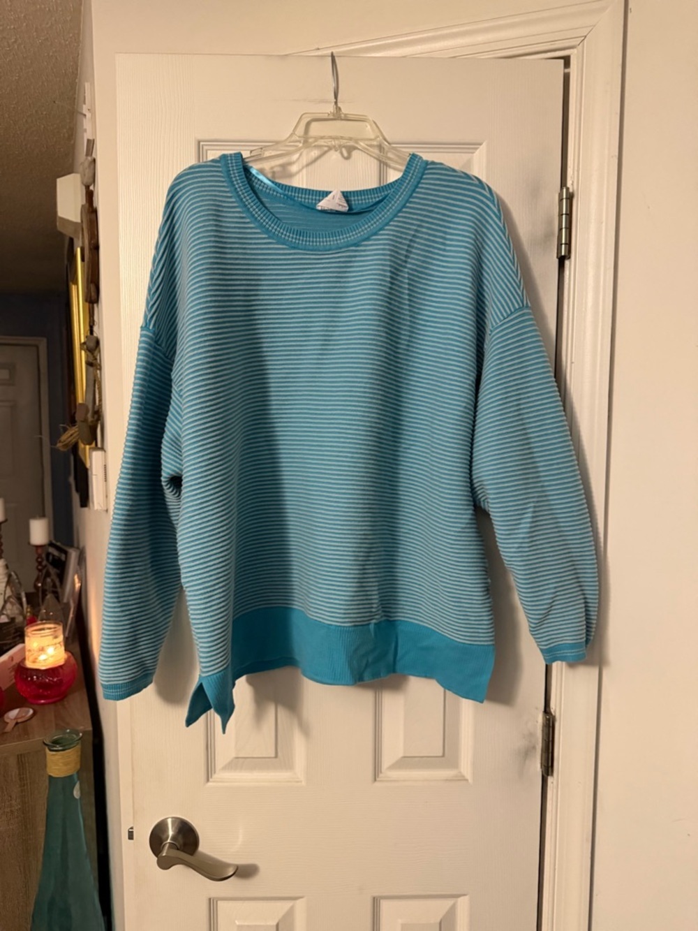 Livi Active Blue Striped Crewneck Sweatshirt
